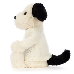Bashful Black & Cream Puppy with Personalised Cream Jumper