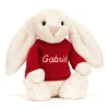 Bashful Cream Bunny with Personalised Red Jumper