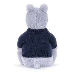 Bashful Hippo with Personalised Navy Jumper