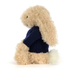 Bashful Luxe Bunny Curly with Personalised Navy Jumper