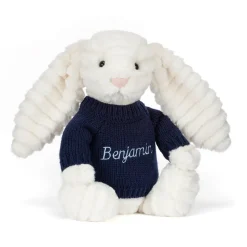 Bashful Luxe Bunny Nimbus with Personalised Navy Jumper