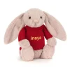 Bashful Luxe Bunny Rosa with Personalised Red Jumper