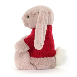 Bashful Luxe Bunny Rosa with Personalised Red Jumper