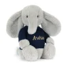 Bashful Luxe Elephant Thuddeus with Personalised Navy Jumper