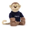 Bashful Monkey with Personalised Navy Jumper