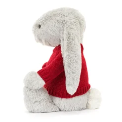 Bashful Silver Bunny with Personalised Red Jumper