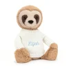 Bashful Sloth with Personalised Cream Jumper