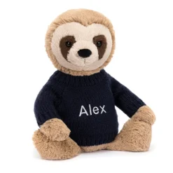 Bashful Sloth with Personalised Navy Jumper