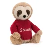 Bashful Sloth with Personalised Red Jumper