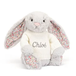Blossom Silver Bunny with Personalised Cream Jumper